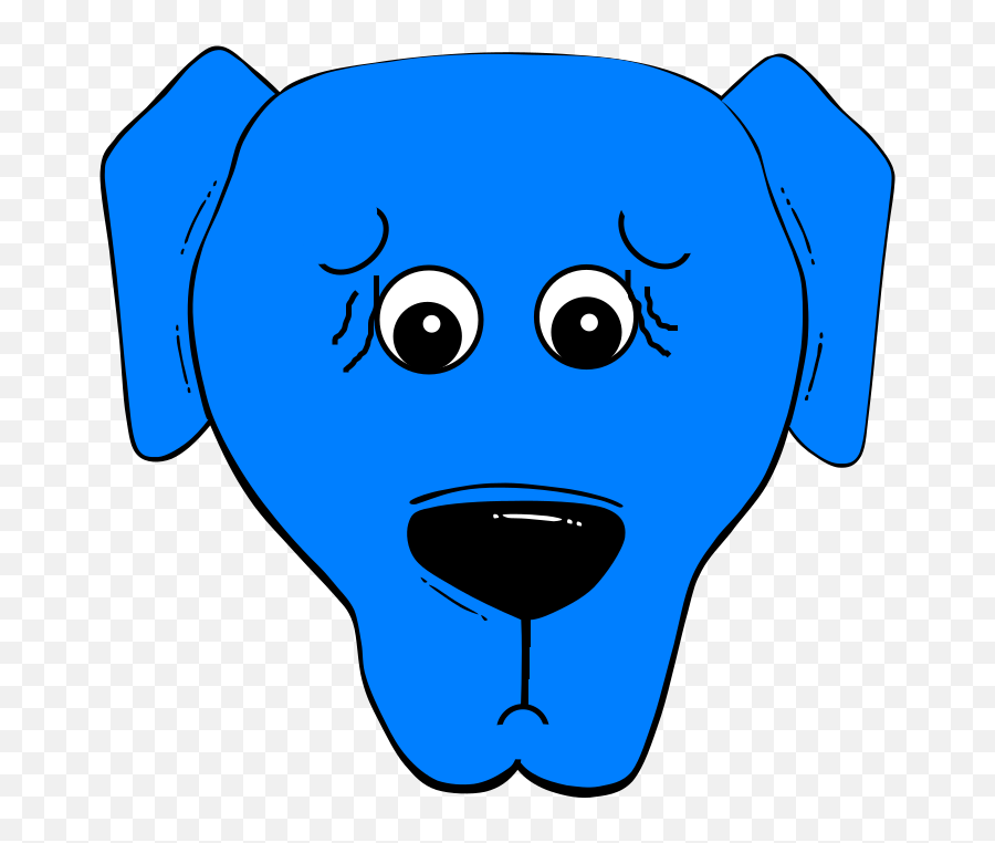 Blue Worried Clip Art At Clker - Cartoon Dog Face Png Blue Dog Face Drawing Emoji,Cartoon Clown Faces Emotions