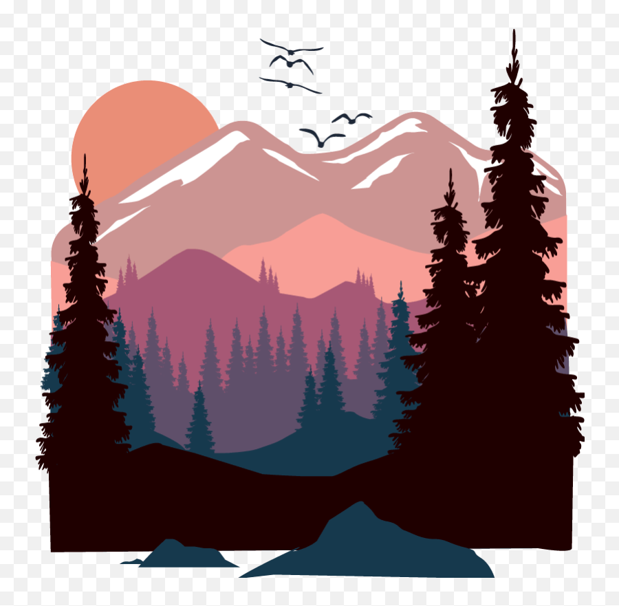 Nature Scene T - Shirt Emoji,Sunset Over Mountain Emoji