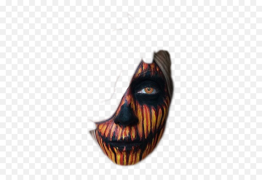 Pumpkin Overlay Face Scary Image By Sandystevs - Picsart Ghost Half Face Png Emoji,Scary Face Made Out Of Emojis