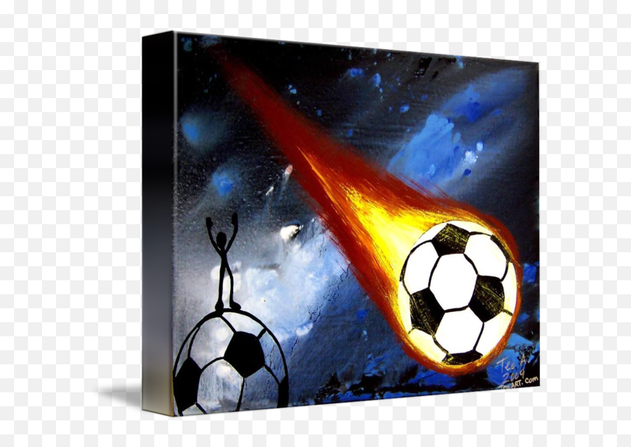 World Cup Soccer Art Flaming Soccer - Canvas Painting Soccer Emoji,Soccer Fan Emotion