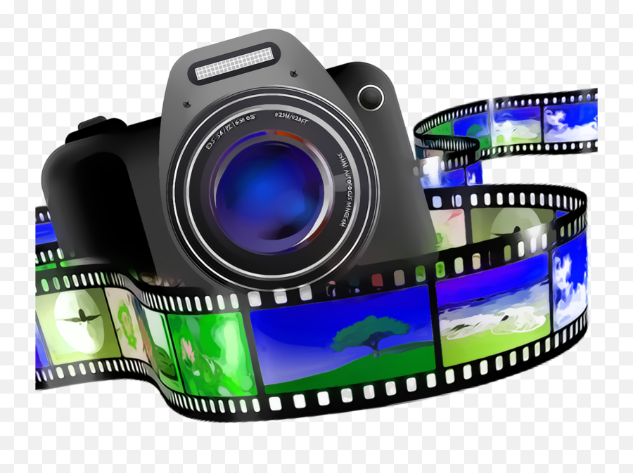Ftestickers Camera Film Neon Blue - Carte Visite Photographe Psd Emoji,Film Camera Emoji