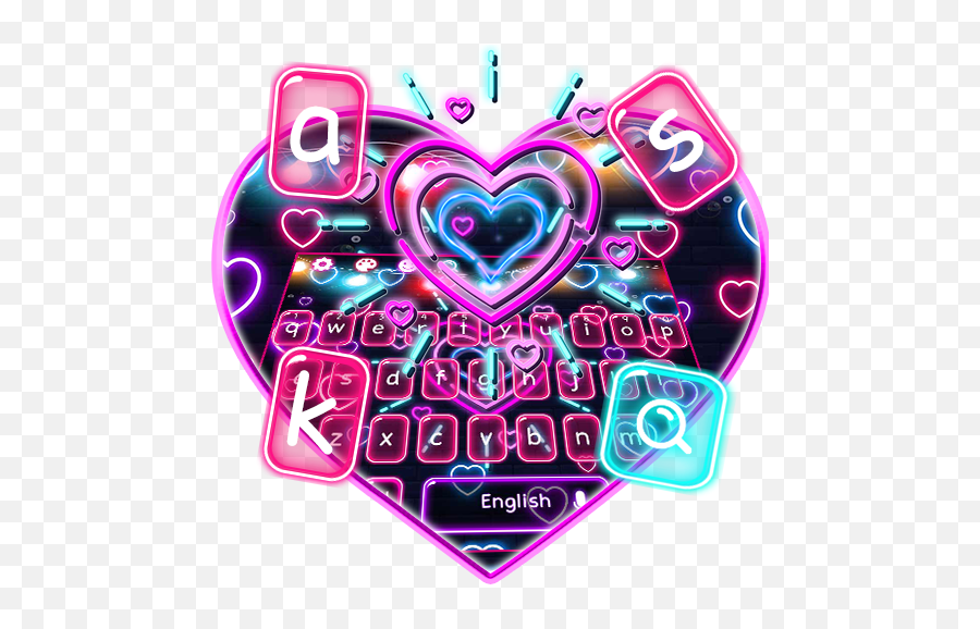 Amazoncom Neon Love Heart Keyboard Theme Appstore For Android - Girly Emoji,Sparkling Heart Emoji