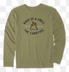 Campfire Long Sleeve Crusher Tee - Long Sleeve Emoji,Is There A Campfire Emoji
