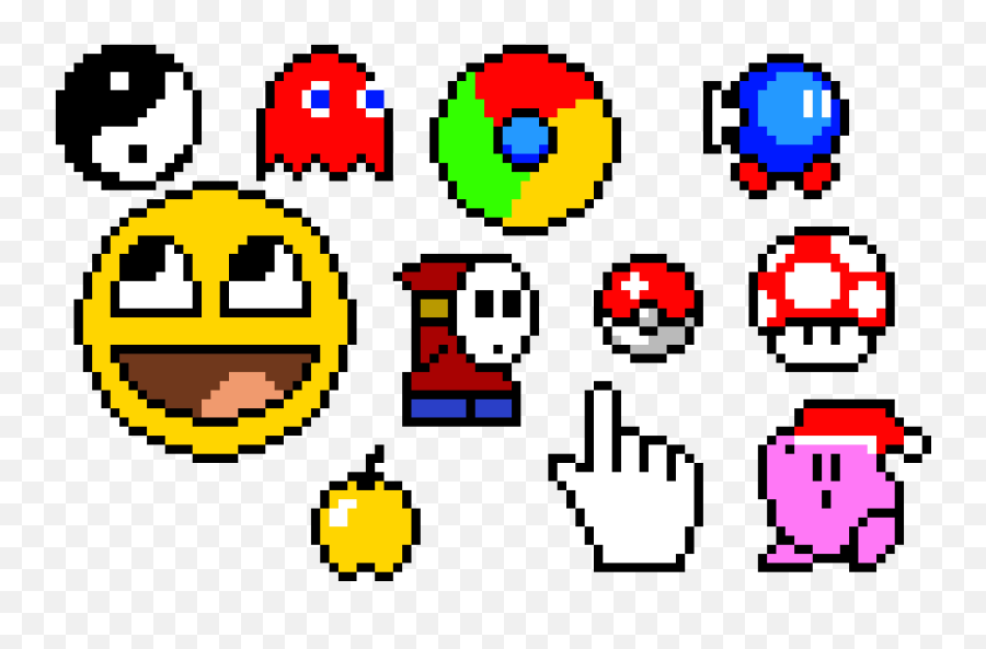 Pixel Art Gallery - Mouse Pc Emoji,Hotbar Emoticons
