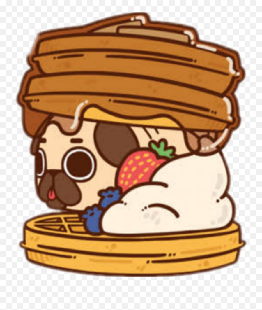 Pancakes Sticker Challenge - Puglie Pug Cute Pug Cartoon Emoji,Panquesito Emoji