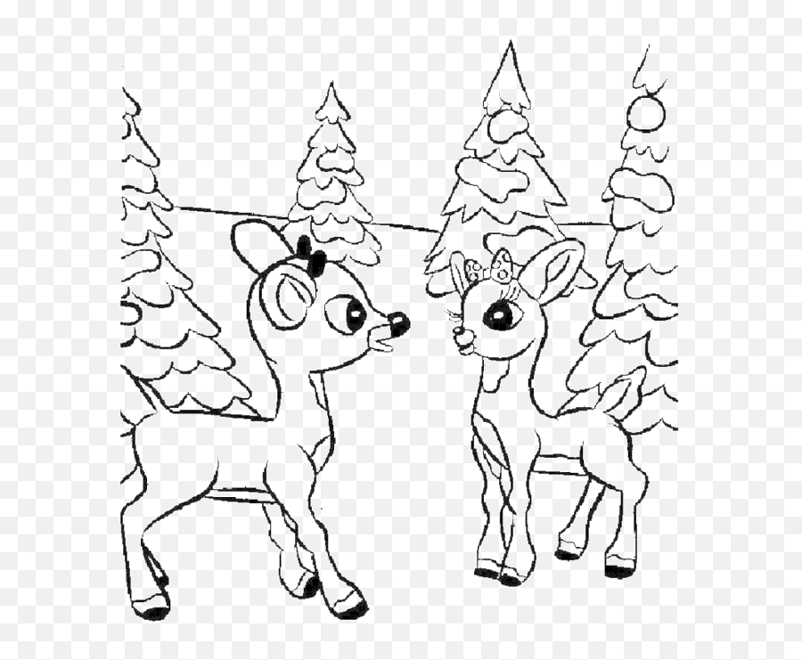 Cute Rudolph Reindeer Drawing - Clip Art Library Baby Deer Coloring Page Emoji,Rudolph Reindeer Emoticon For Twitter