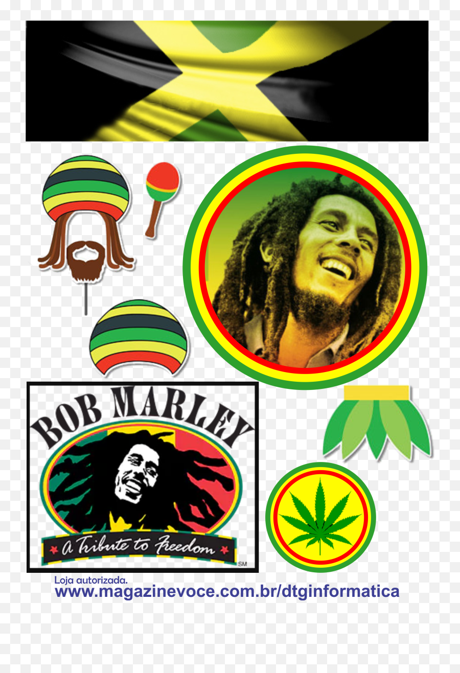 Topo Para Bolo Bob Marley Jamaica Emoji,Bob Marley Emoji