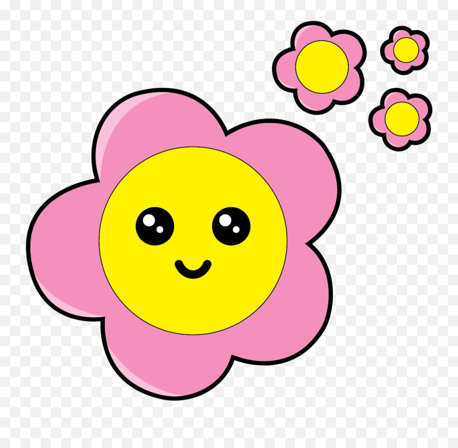 Kawaii Flower Illustration - Dot Emoji,Cute Emoticon Face Flower