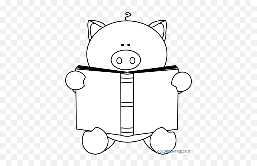 Pig Outline Coloring Pages Pig Reading Printable Emoji,Apple Pig Emoji
