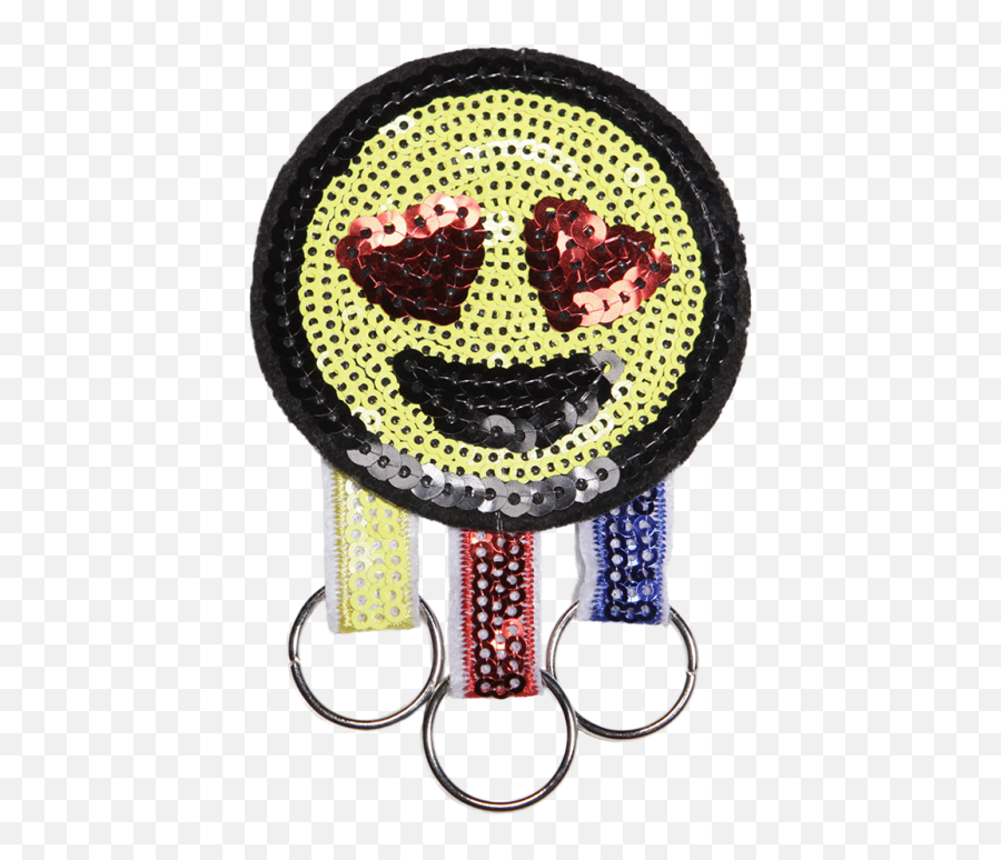 Sequin Smile Round Face With Heart In Eyes Patch With Ribbon Emoji,Bling Emoticon