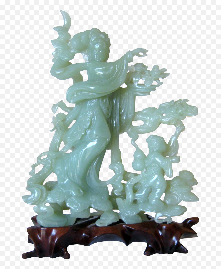 Stunning Chinese Jade Statue Of Guan - Fantasy Jade Statue Emoji,Asian Antiques Not To Shoe Emotions