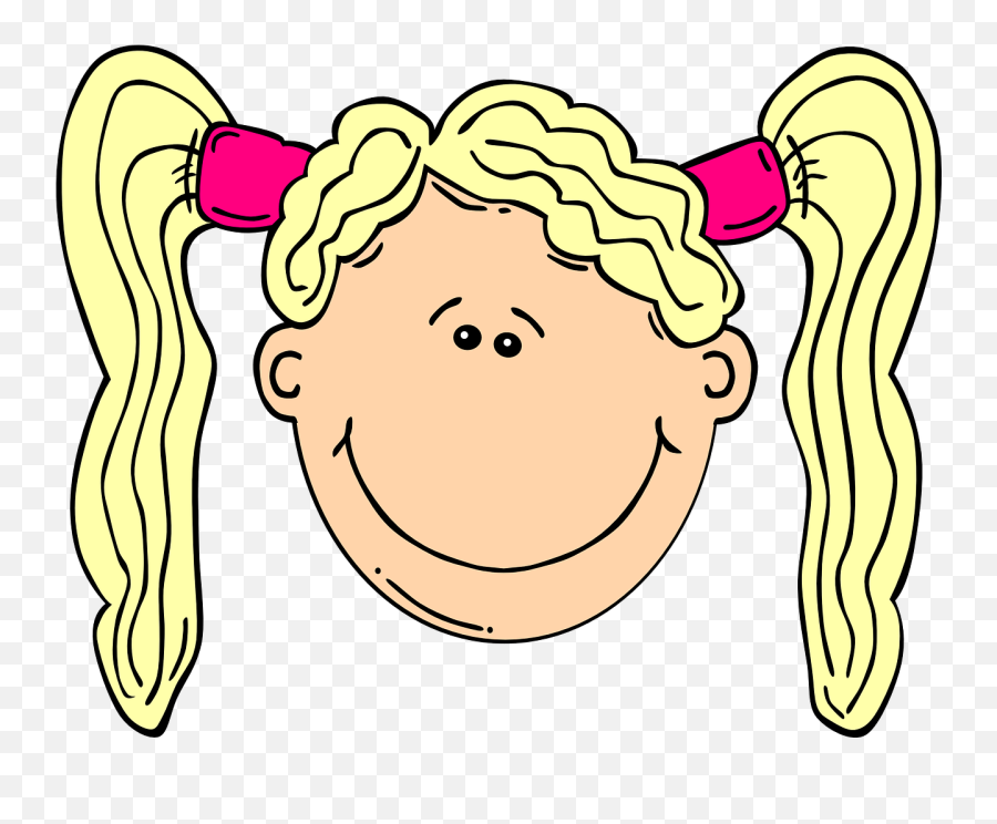 Happy Girl Blond Pigtails Pink - Cartoon Girl With Blond Pigtails Emoji,Emoticon Blond Woman