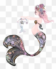 Watercolor Mermaid Expecting Sticker By Stephanie - Pregnant Mermaid Clipart Emoji,Png Transparent Pregnant Emoji