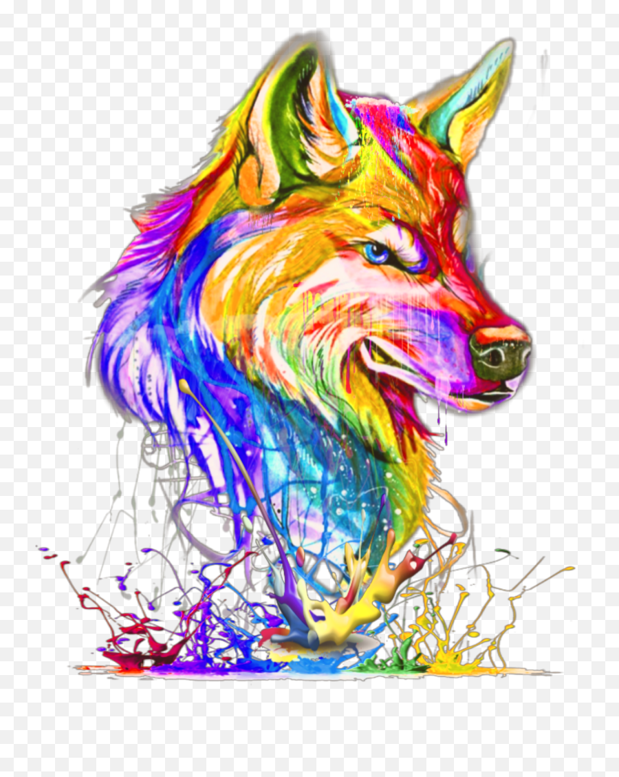 Rainbow Wolf Sticker - Sketch Emoji,Rainbow Emojis Wolf