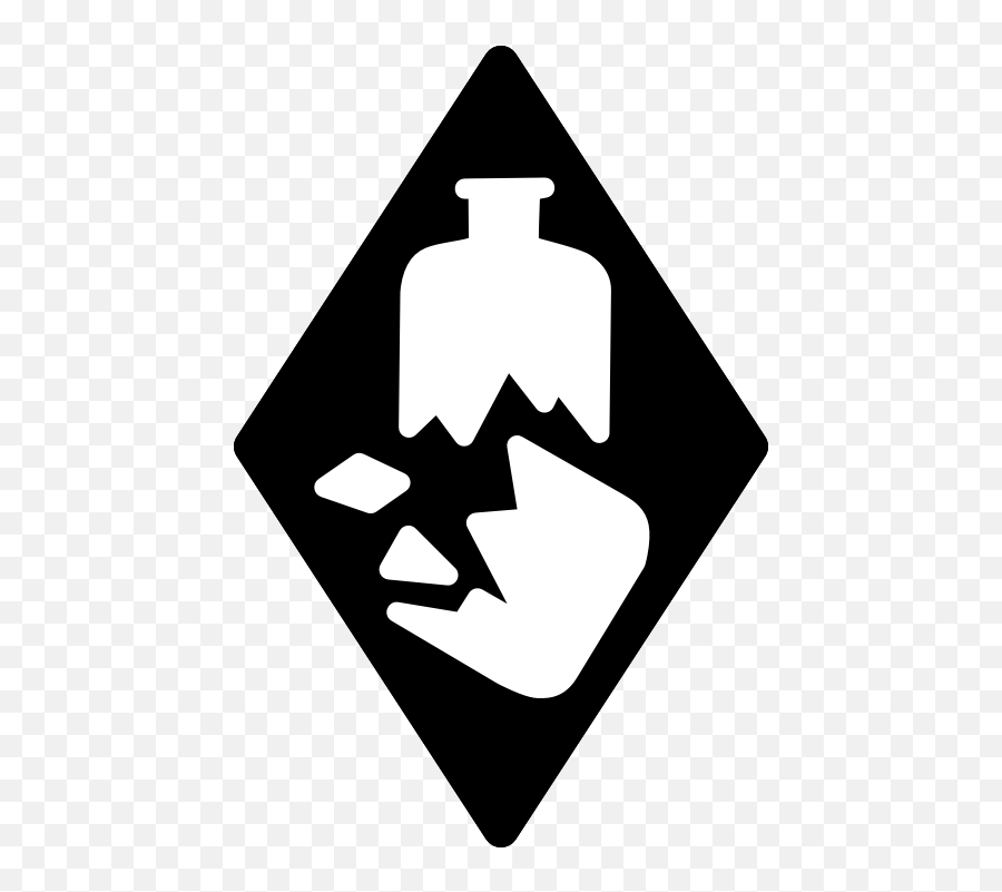 Diamond With Broken Bottle - Broken Glass Hazard Symbol Broken Glassware Clipart Emoji,Broken Gun Emoji