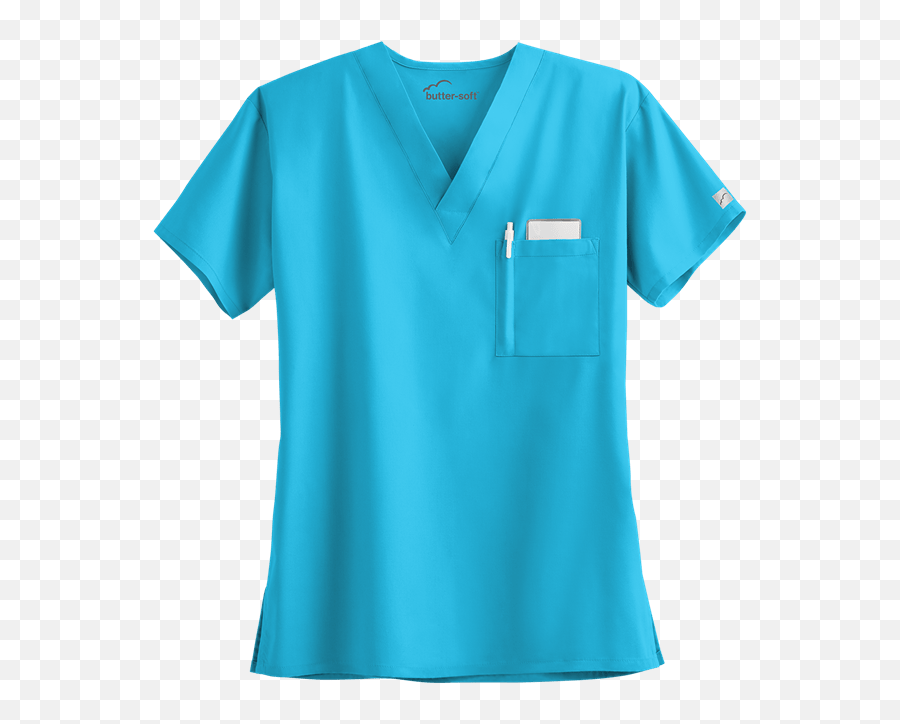 Butter - Soft Scrubs By Ua Unisex One Pocket Top M Turquoise V Neck Emoji,Womens Plus Size Womens Emoticon Dress 3x