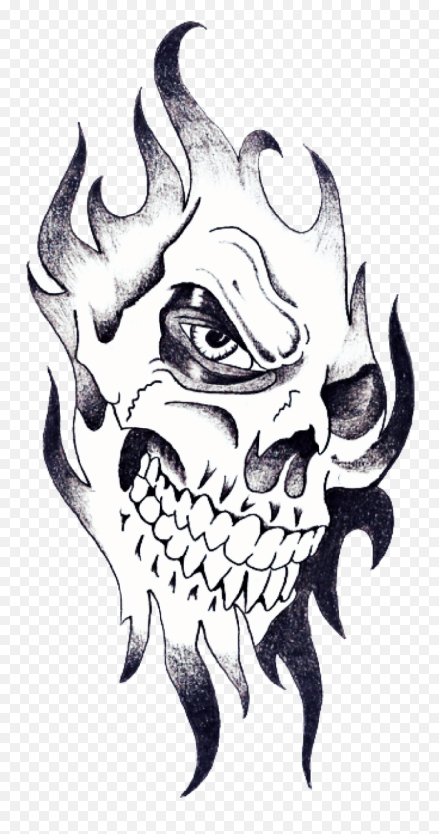 Tattoo Skull Death Black Dead Sticker By Marras Emoji,Black And White Emoji Tattoo