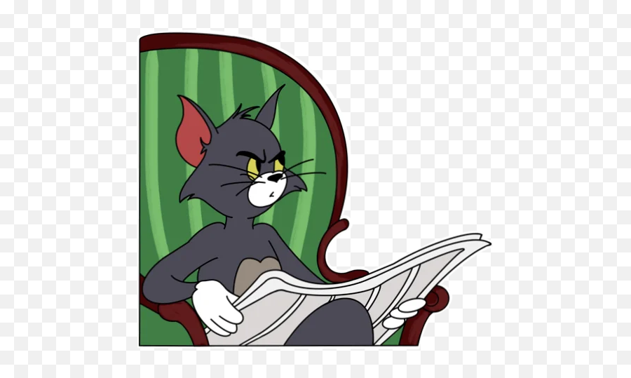 Telegram Sticker - Tom Holding Newspaper Meme Emoji,Tom And Jerry Emotions