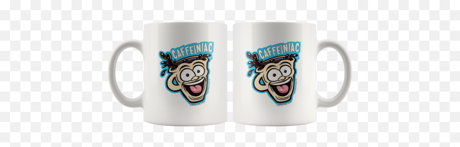 Caffeiniac Dude - White Ceramic Mug Mugs For Programmers Emoji,Emoticon Maniac