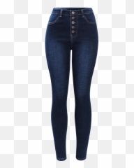 Stretchy Dark Blue Jeans With High - For Women Emoji,Emoji Pants For Women