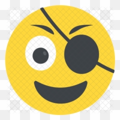 Pirate Emoji Icon Of Flat Style - Cartoon With Eye Patch,Pirate Emoji