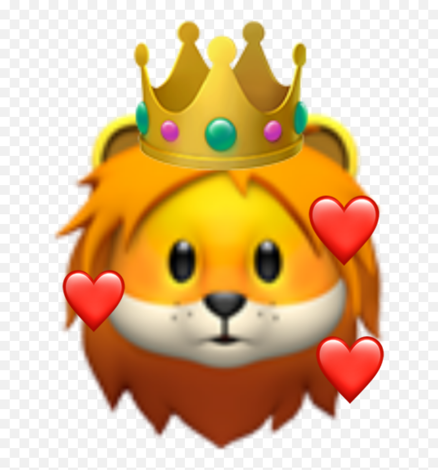 Fotoedit Emoji Lion Crown Heart Sticker - Lion Emoji,Lion Emoji
