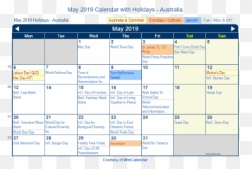 May 2019 Calendar With Holidays - Australia December 2020 Calendar Holidays Emoji,Nurses Day Emoji