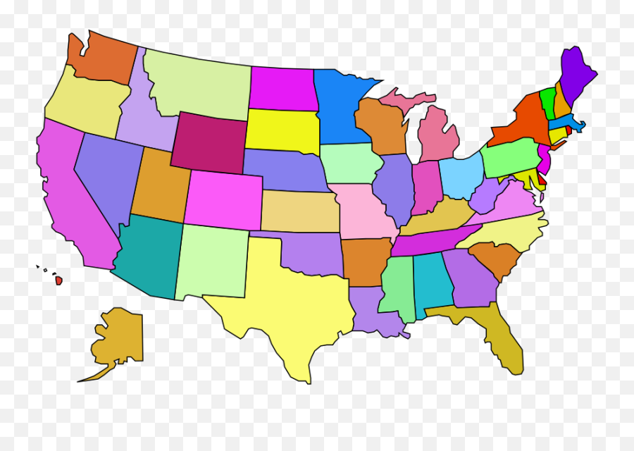 America Usa Map Png Colorful - Blank Color United States Map Emoji,Map Emoji Png