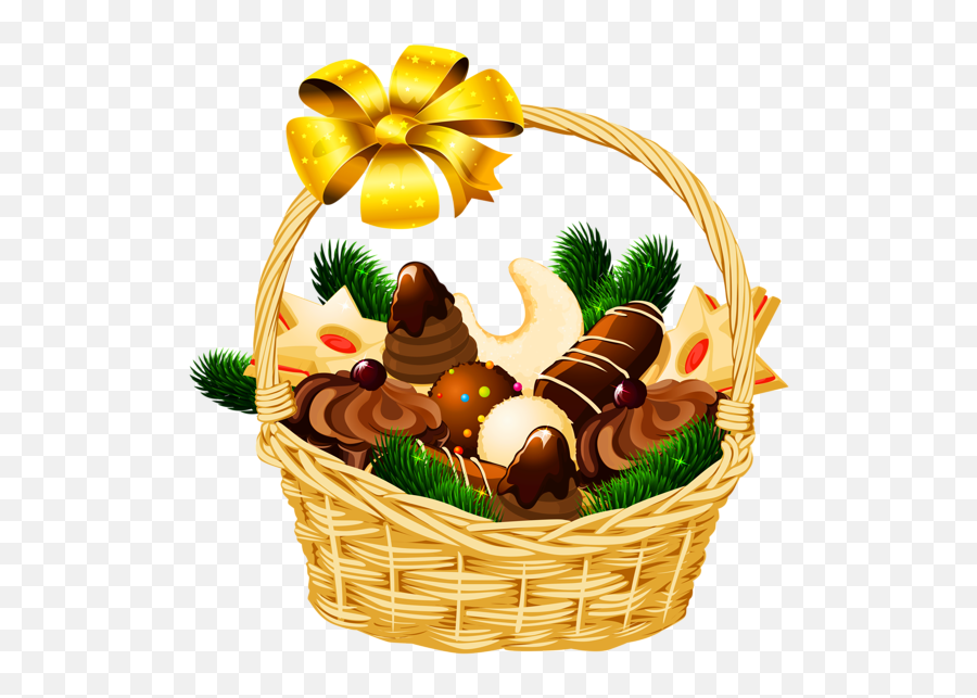 Library Of Christmas Baskets Clipart - Food Basket Clip Art Emoji,Emoticon Easter Basket
