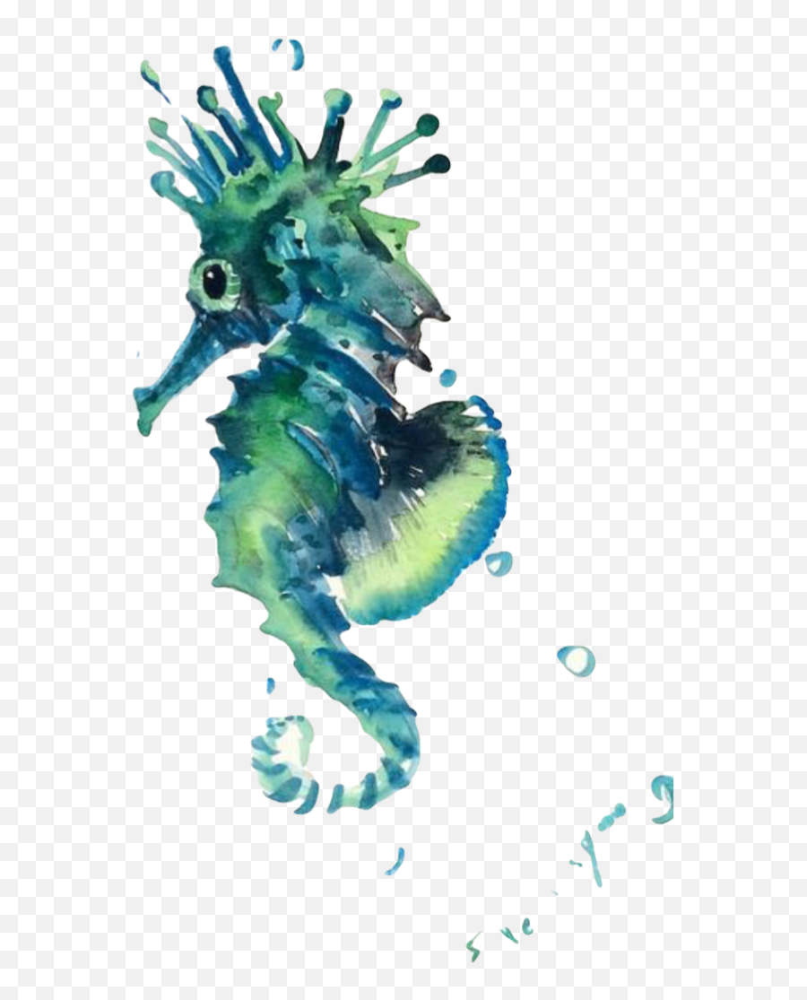 Seahorse Sea Ocean Horse Sticker By David Belmonte - Sea Animal Watercolor Painting Emoji,Fish Horse Emoji