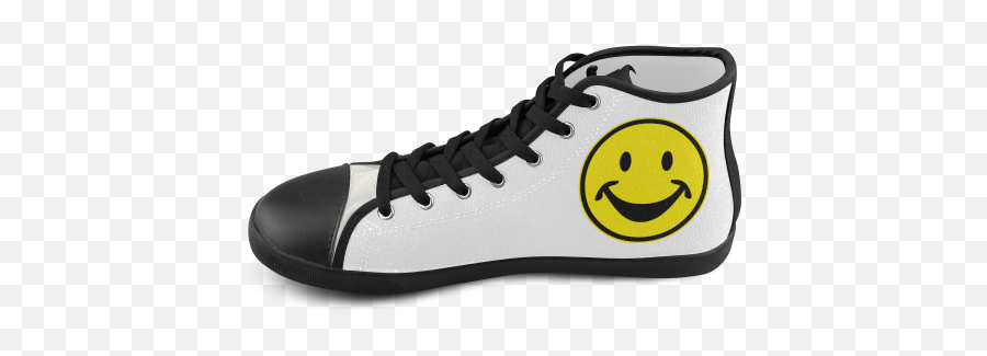 Funny Yellow Smiley For Happy People High Top Canvas Kidu0027s Shoes Model 002 Id D377509 - Round Toe Emoji,Emoji High Top Sneakers