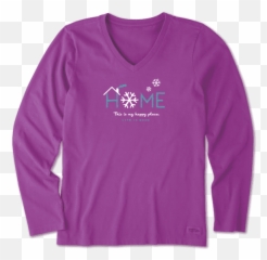 Sale Womenu0027s Home Happy Place Long Sleeve Crusher Vee Life - Long Sleeve Emoji,Emoji Socks Target