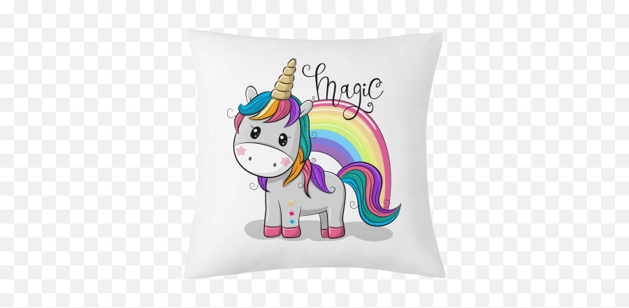 Housse De Coussin Licorne Arc En Ciel - Pony Unicorn Edible Cake Topper Emoji,Coussins Emojis