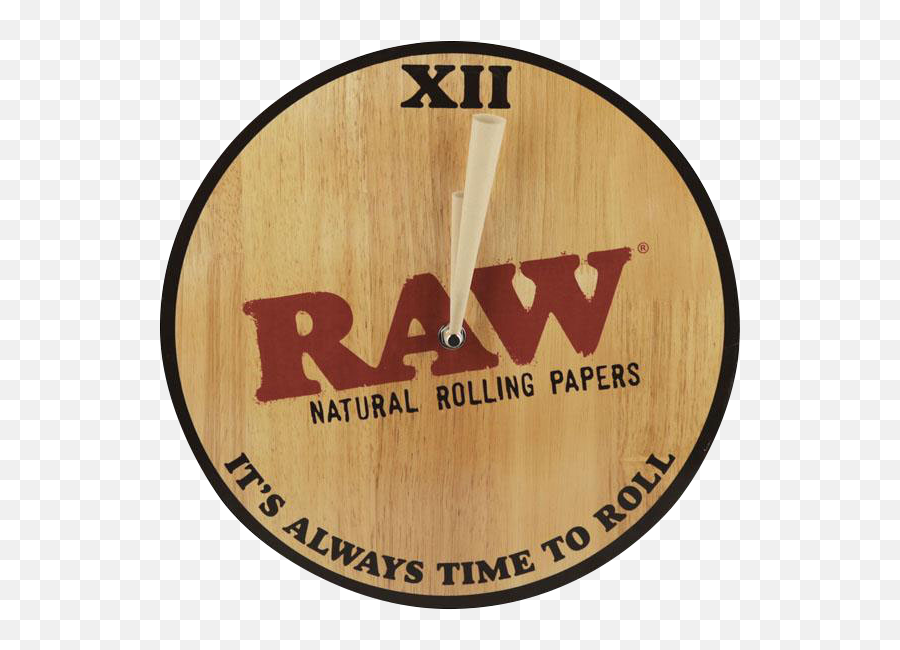 Raw Wood Wall Clock - Raw Papel Emoji,Meth Head Emoji