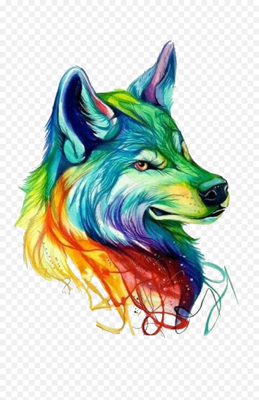 Wolf Rainbowfreetoedit Sticker - Dibujos De Animales Con Muchos Colores Emoji,Rainbow Emojis Wolf