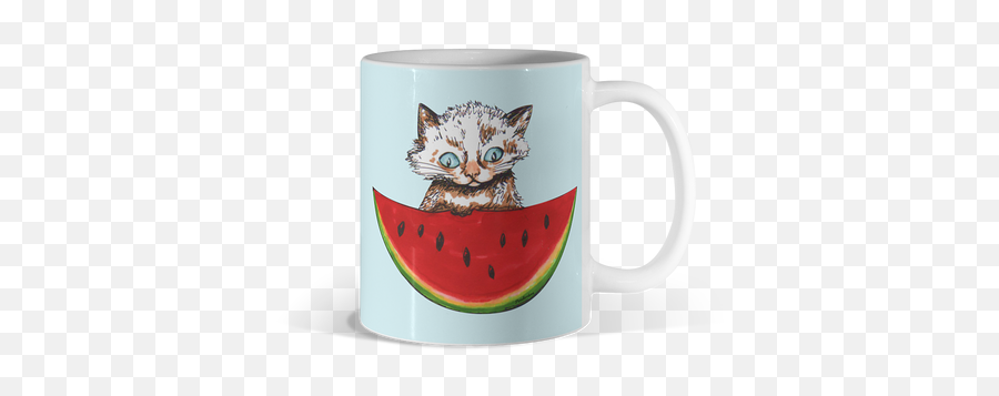 Yellow Cat Mugs Design By Humans - Magic Mug Emoji,What Is Next To The Watermelon On The Emojis