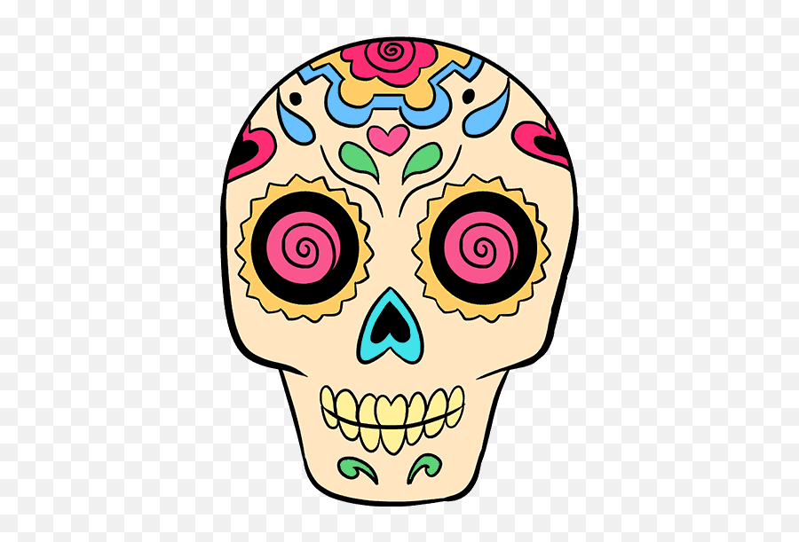 How To Draw A Sugar Skull - Sugar Skull Easy Drawing Emoji,Dia De Los Muertos Emojis