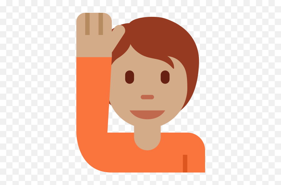 Happy Person Raising One Hand Tone3 Emoji - Download For,Pin And Happy Guy Emoji