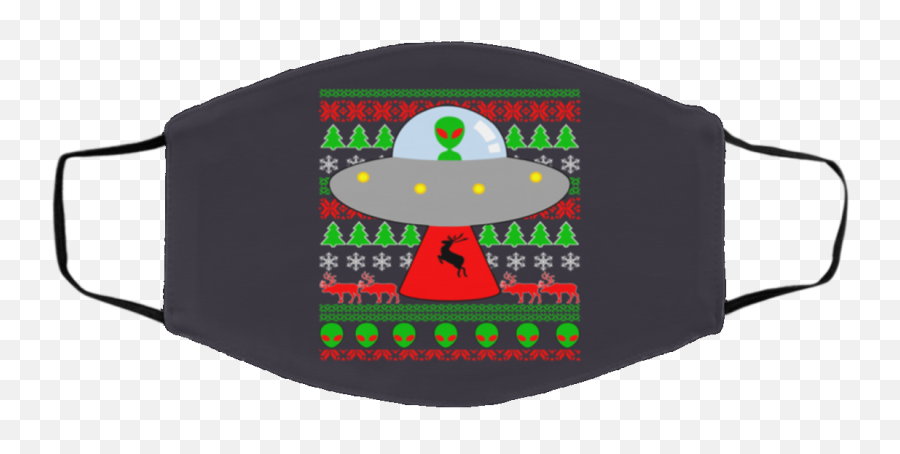 Ufo Alien Abducting Reindeer Ugly Christmas Face Mask - Q Merry Christmas Face Mask Emoji,Alien Emoji Shirts
