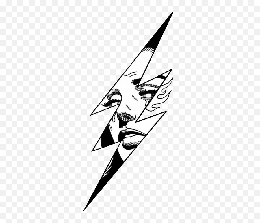 Woman Lightning Bolt Face Drawing Sticker By Nmohr30 - Blackwork Tattoo Sketch Emoji,Emojis Faces Drawing Challenge