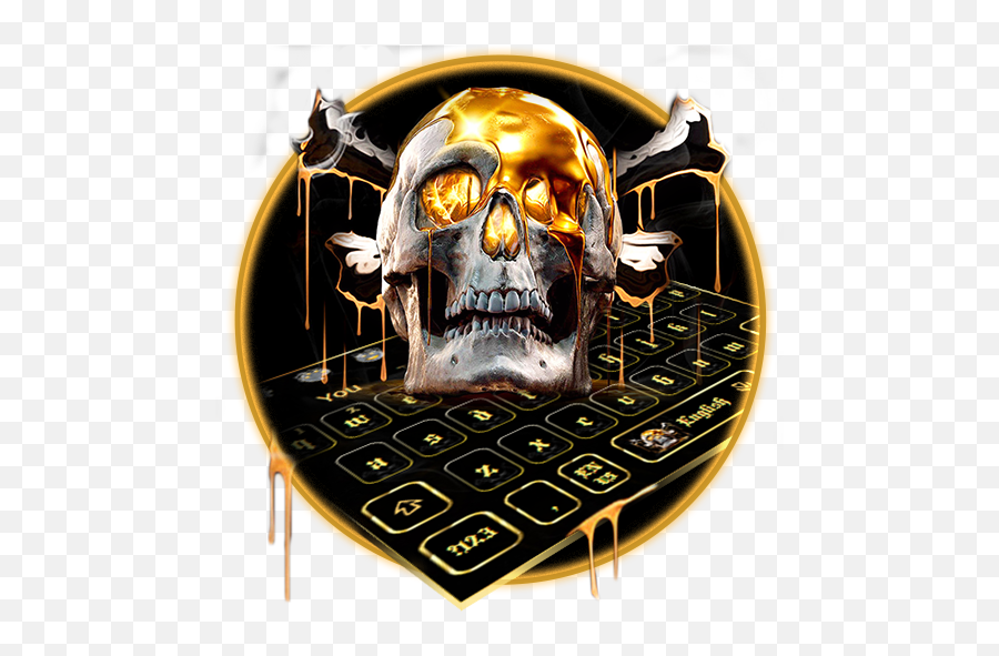 Gold Black Horrific Skull Keyboard - Scary Emoji,Skull Emojis For Android