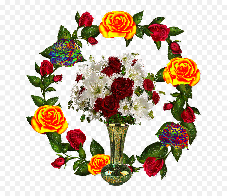 Flowers Gif Good Morning Flowers - Round Red Rose Border Png Emoji,Ruby Rose Heart Emoticon