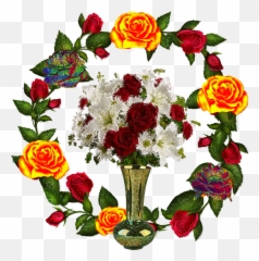 Flowers Gif Good Morning Flowers - Round Red Rose Border Png Emoji,Ruby Rose Heart Emoticon