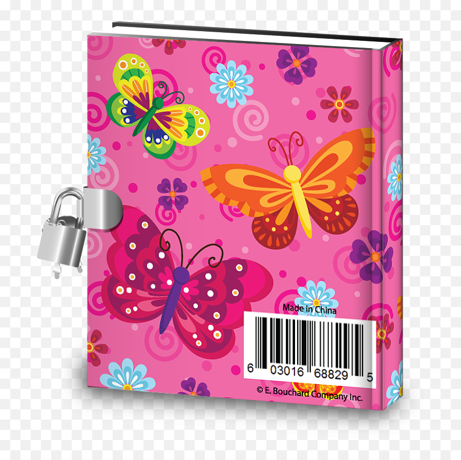 Gift Idea Pink Butterfly Kids Diary With Lock - Girly Emoji,Pink Butterfly Emoji