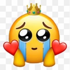 Emoji Emotions Crown Heart Sticker By Isabell Heer - Happy,Hearts With Little Yellow Emojis