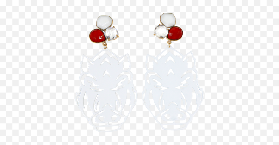 Arkansas Razorback Earrings In White - Solid Emoji,How Do I Make An Arkansas Razorbazk Emoticon