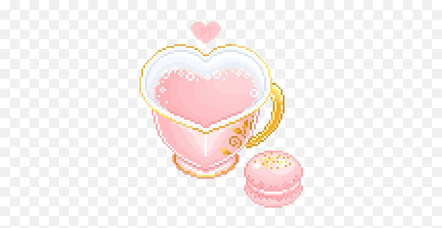 Kawaii Food Tea Heart Pink Sticker - Png Pastel Pink Pixel Emoji,Kawaii Tea Set Emoji