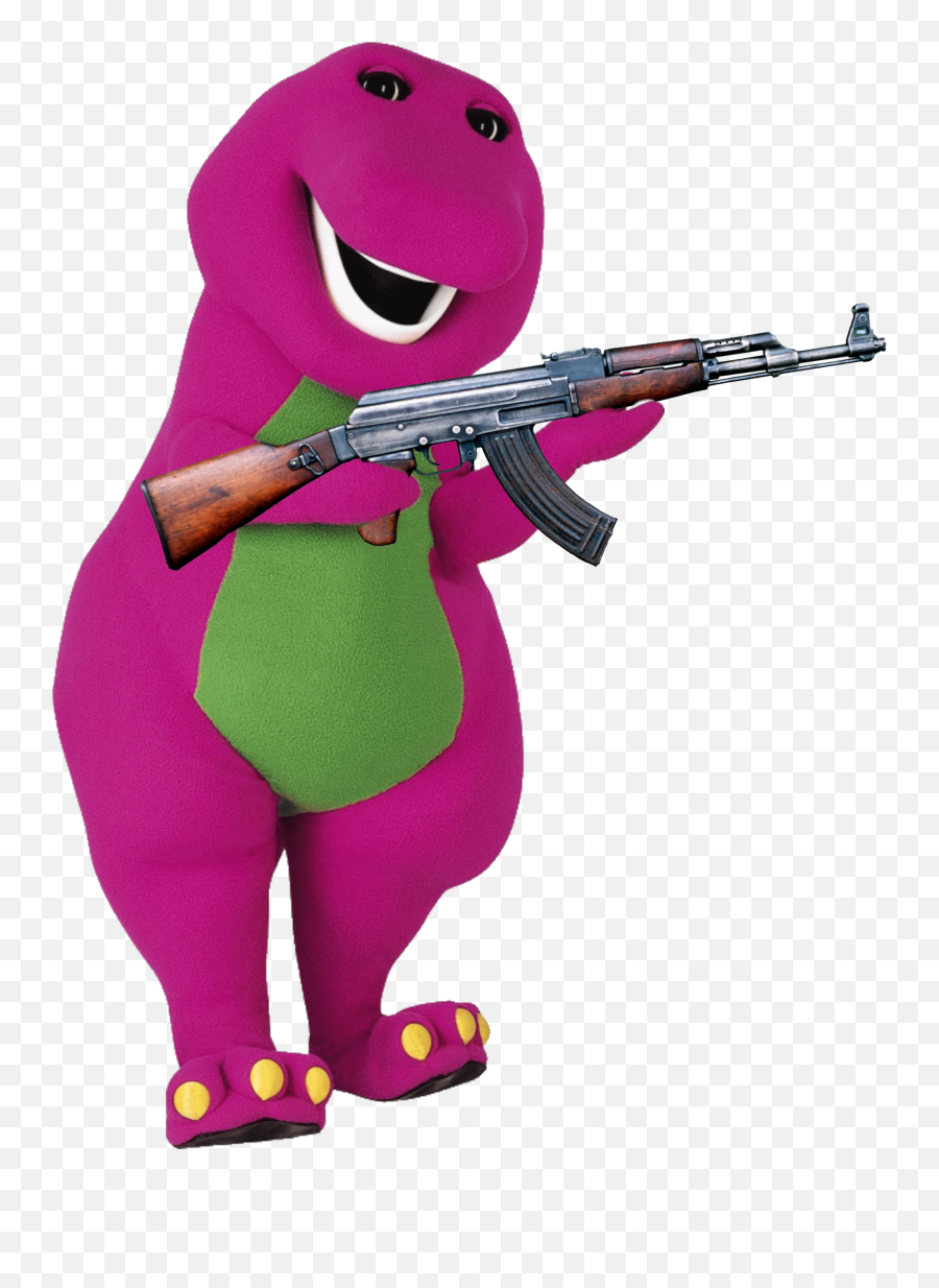 Barney Ak47 Sticker By Lol - Barney Mascot Costume Emoji,Ak47 Emoji Copy And Paste