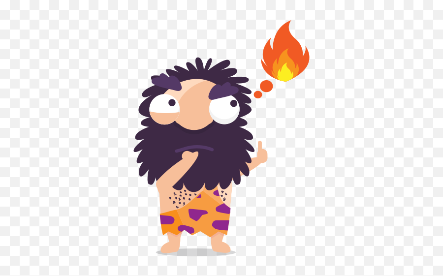 Cave Man Emoticon Emoji Sticker Thinking Fire Free - Cave Emoji,Fire Emoji