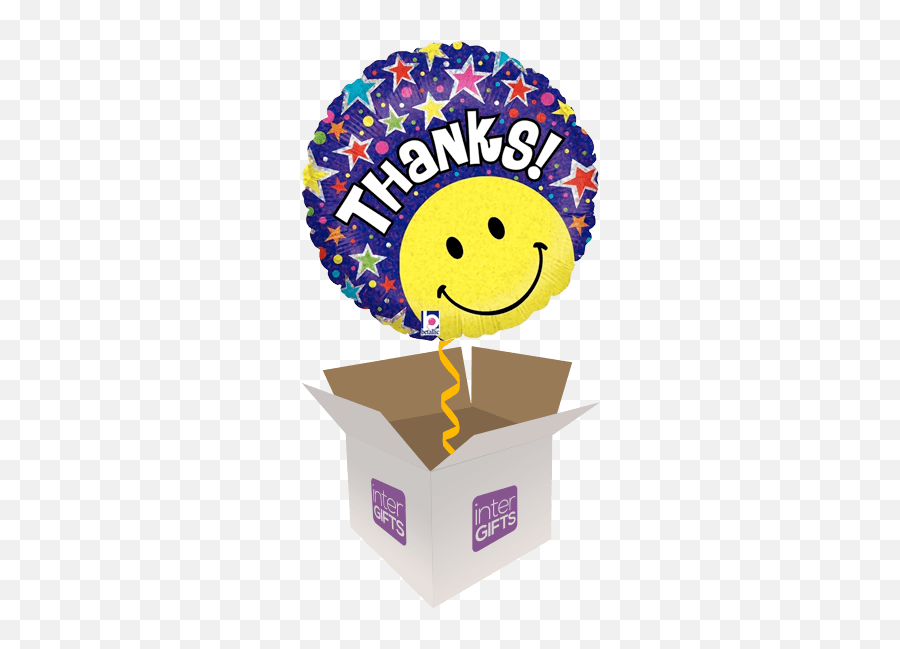 Download Smiley Face Thanks - Thanks Balloons Png Image With Happy Emoji,Box Emoticon